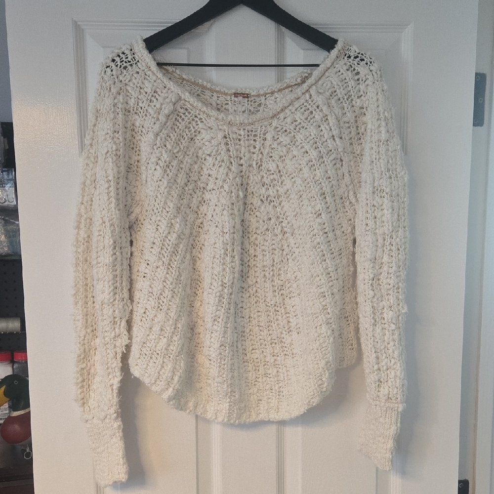 Free People Cream Textured Sweater